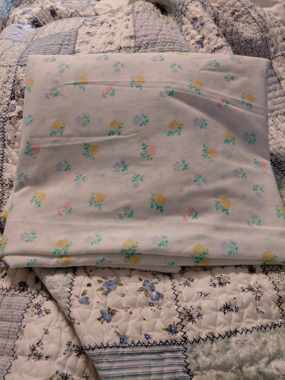 Floral Muslin Flat Sheet- Pastel Yellow & Pink Flowers